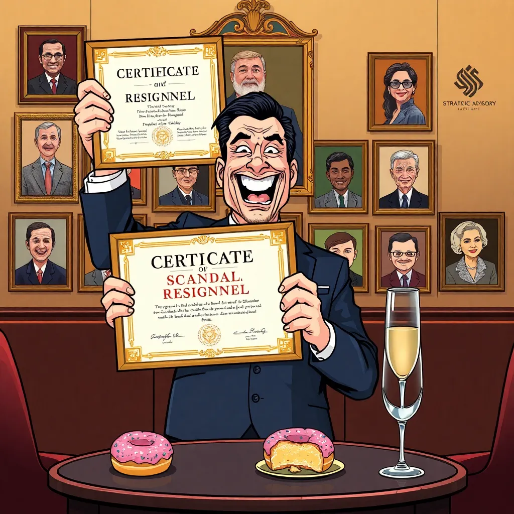 aspiring politician completes mandatory 'scandal and resignation' training.